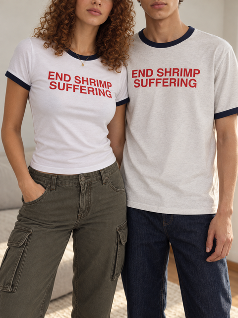 End Shrimp Suffering Ringer T-Shirt