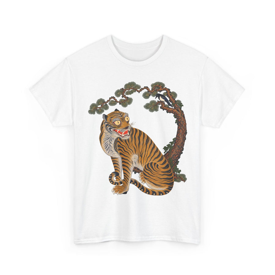 Korean Indigo Tiger and Magpie T-Shirt