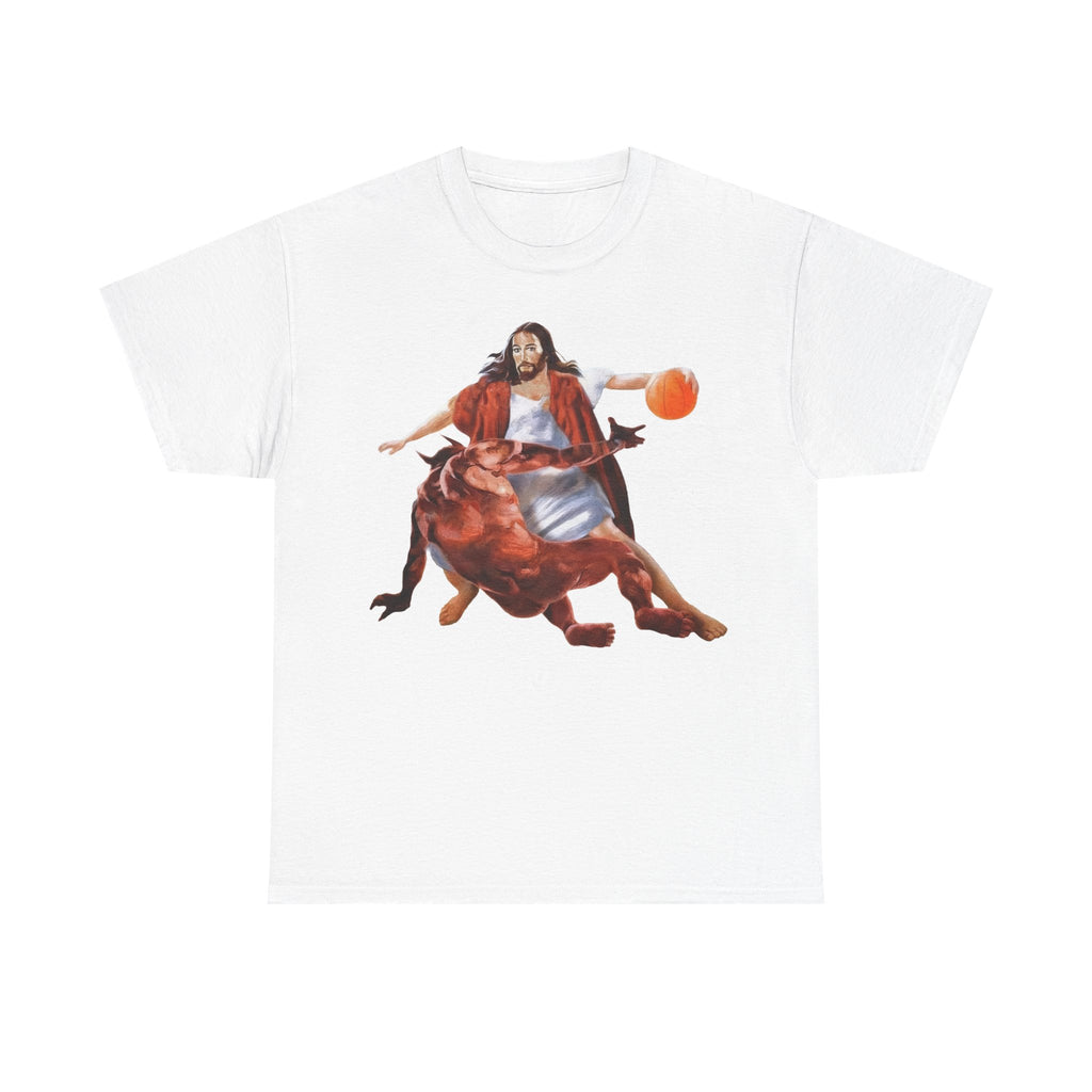 Jesus Crossing Up Satan Basketball Tshirt
