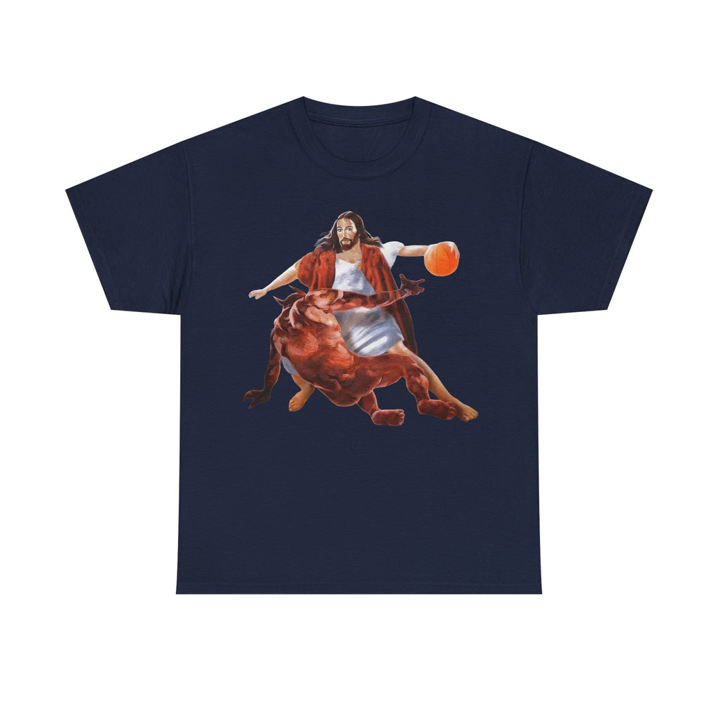 Jesus Crossing Up Satan Basketball Tshirt