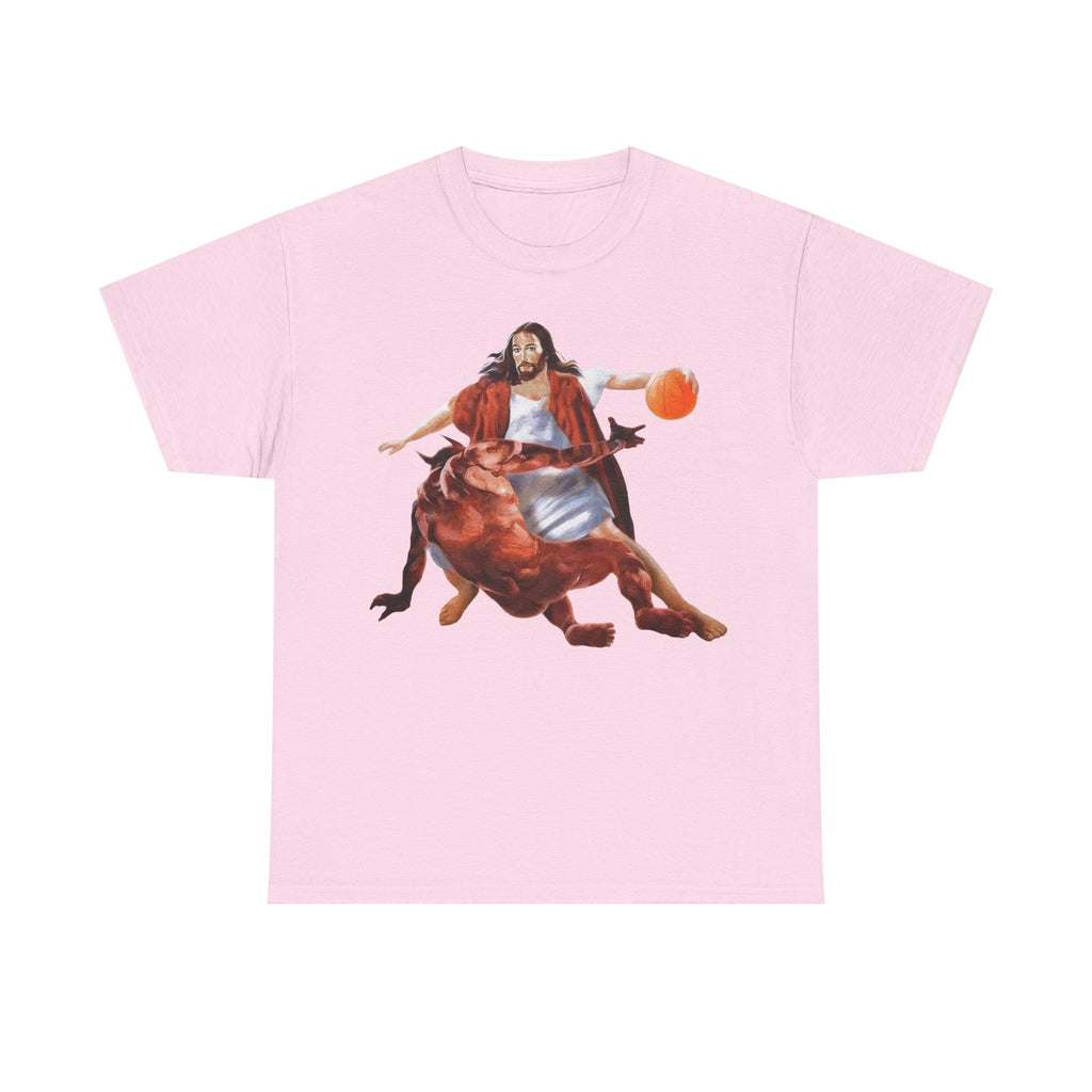 Jesus Crossing Up Satan Basketball Tshirt