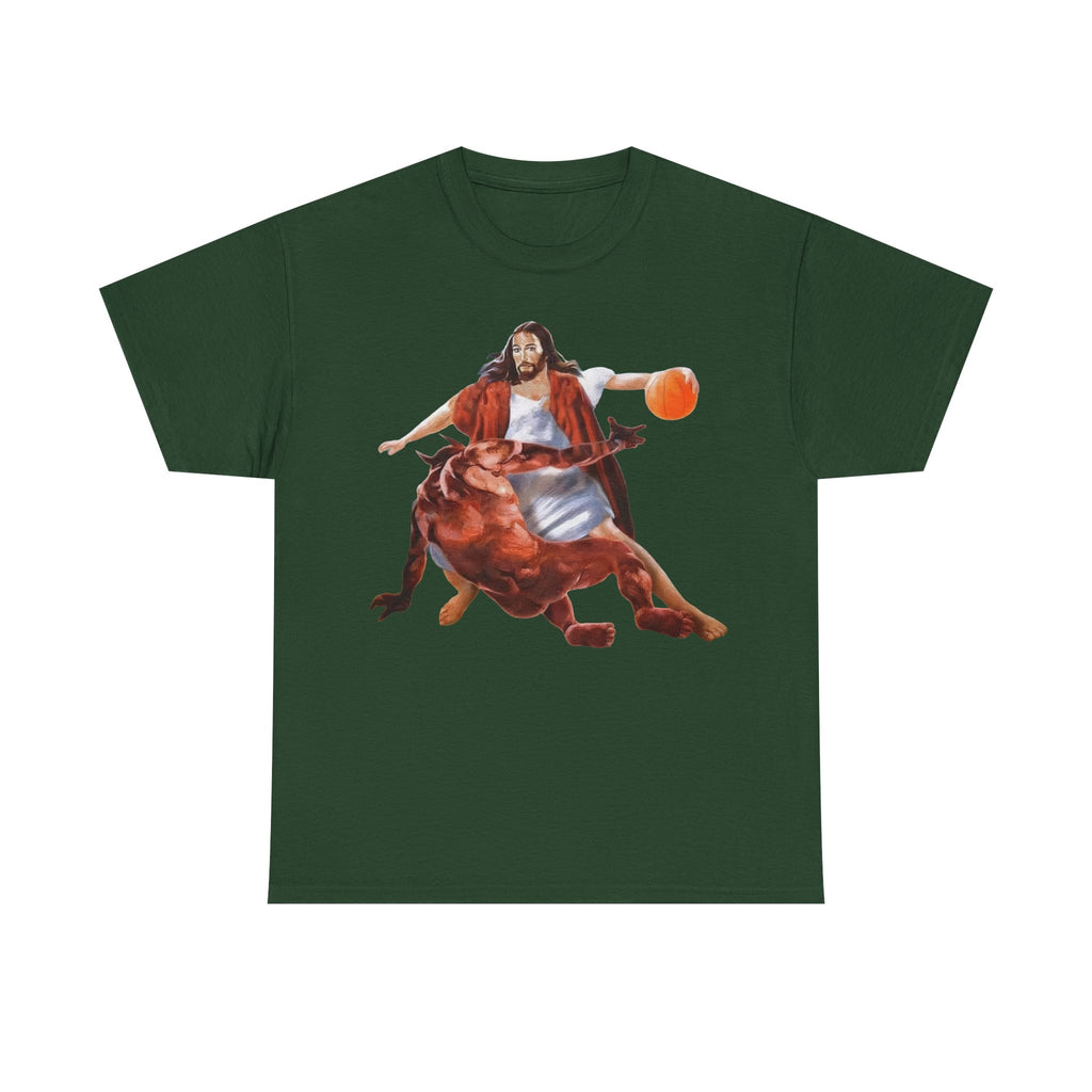 Jesus Crossing Up Satan Basketball Tshirt
