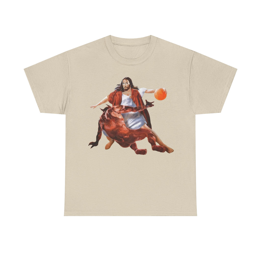 Jesus Crossing Up Satan Basketball Tshirt
