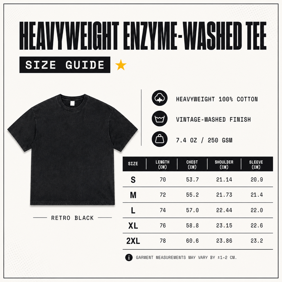 Size chart — Heavyweight Enzyme-Washed