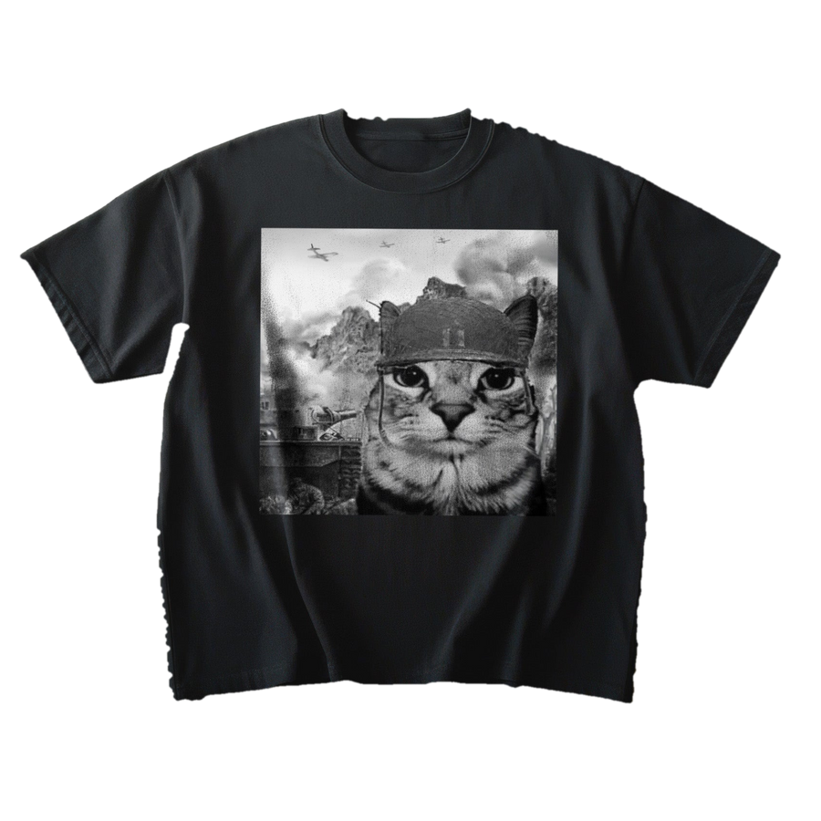 War Cat in the Battlefield T-Shirt (front)