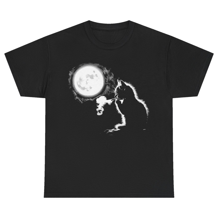 Kitten Smoking Moon Tshirt (front)