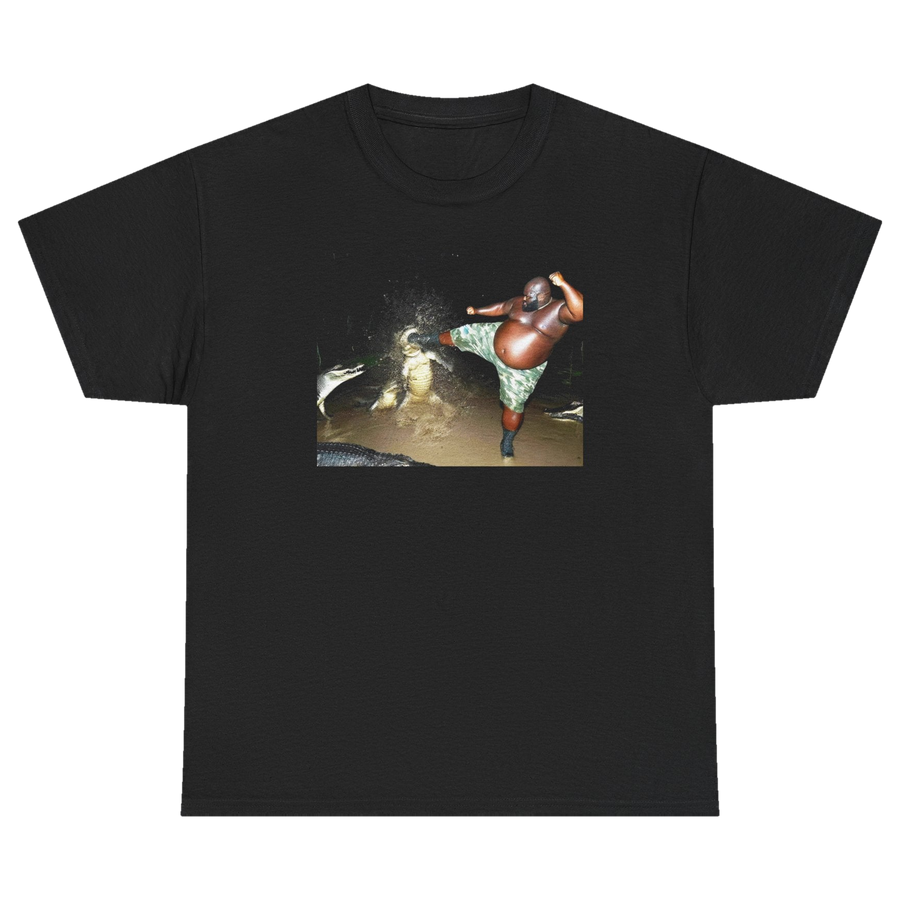 Man Kicking Crocodile Tshirt (front)