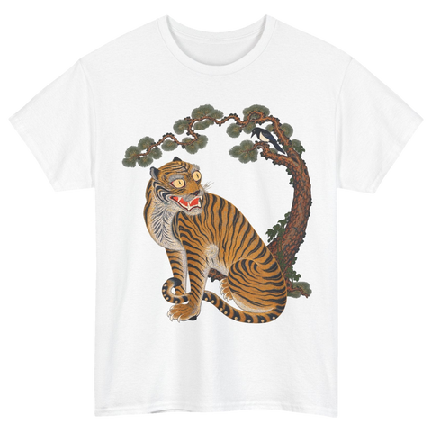 Korean Indigo Tiger and Magpie T-Shirt