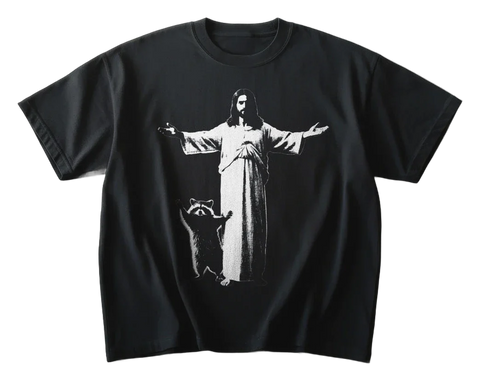 Jesus and Raccoon T-shirt