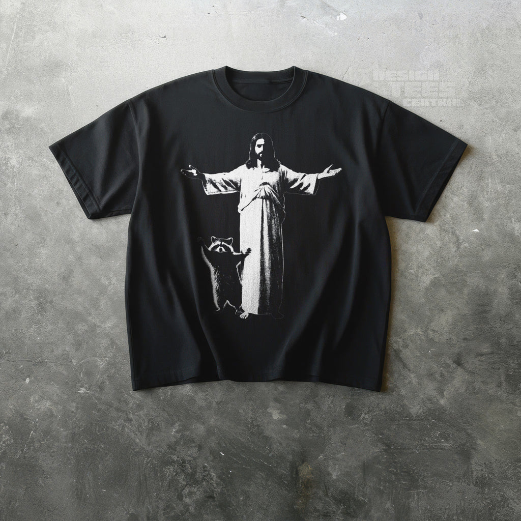 Jesus and Raccoon T-shirt