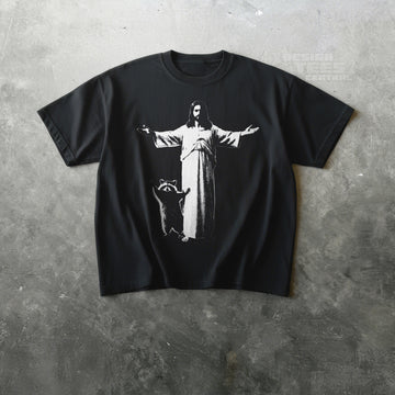 Jesus and Raccoon T-shirt