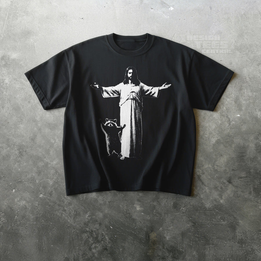Jesus and Raccoon T-shirt