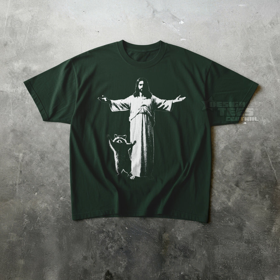 Jesus and Raccoon T-shirt