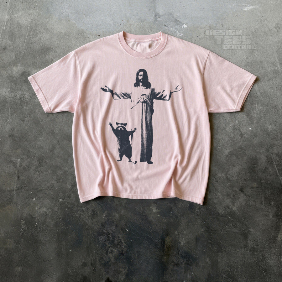 Jesus and Raccoon T-shirt