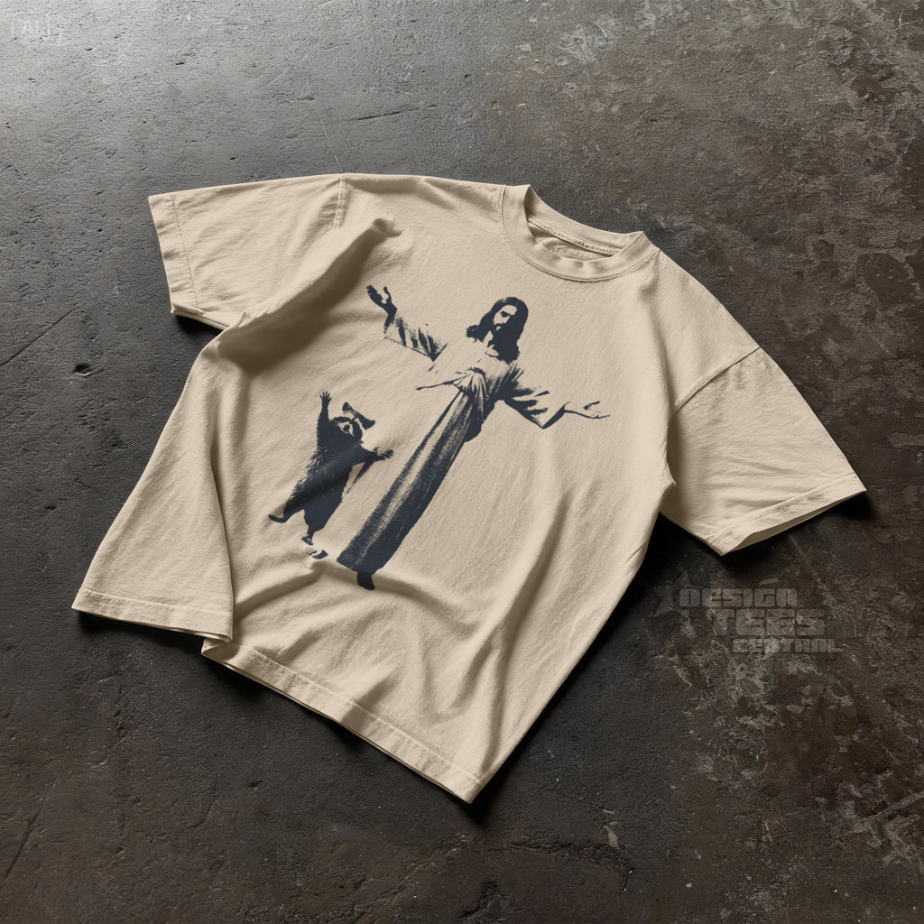 Jesus and Raccoon T-shirt