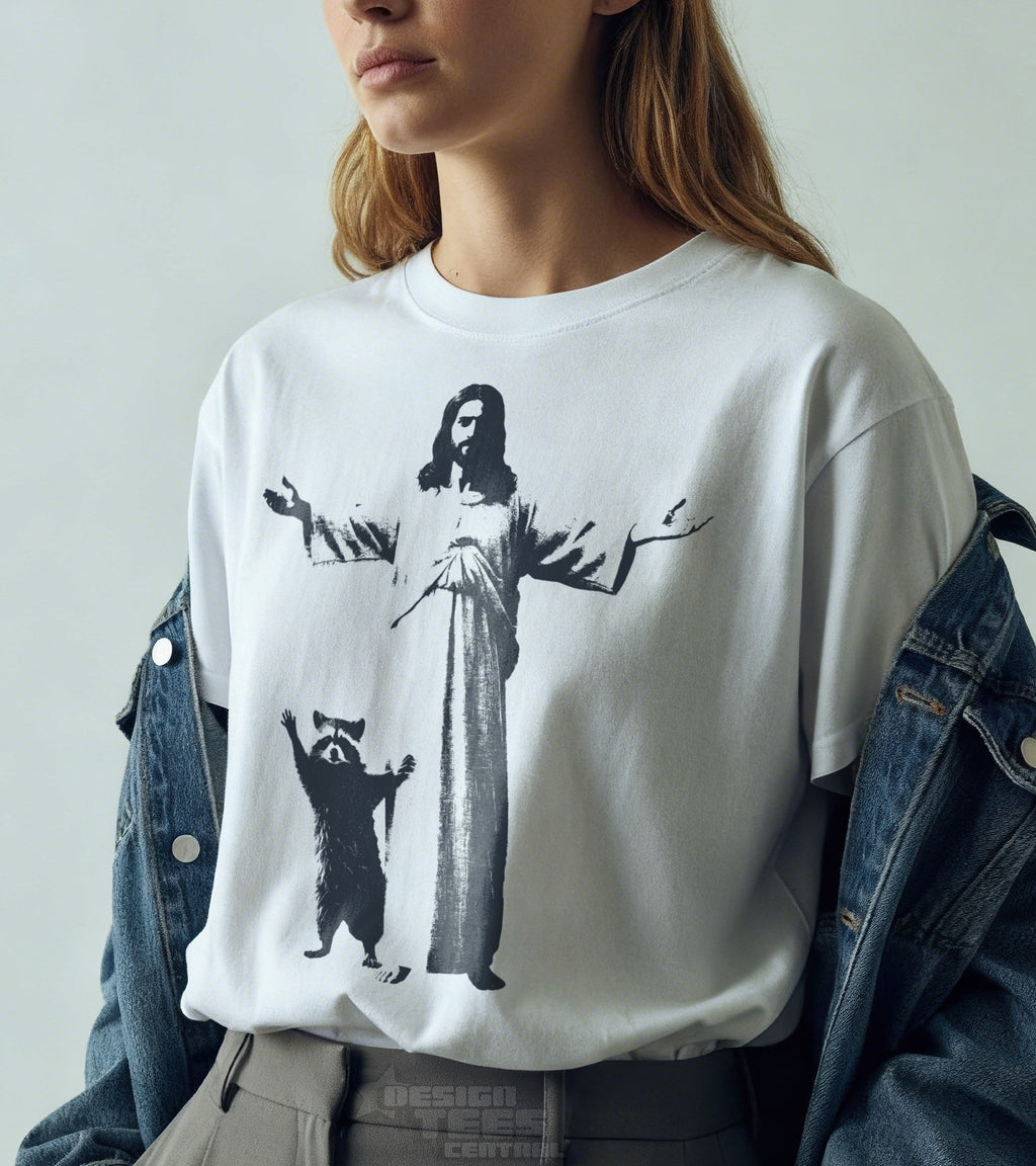 Jesus and Raccoon T-shirt