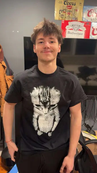 Customer photo of the Sad Kitten Standing T-Shirt